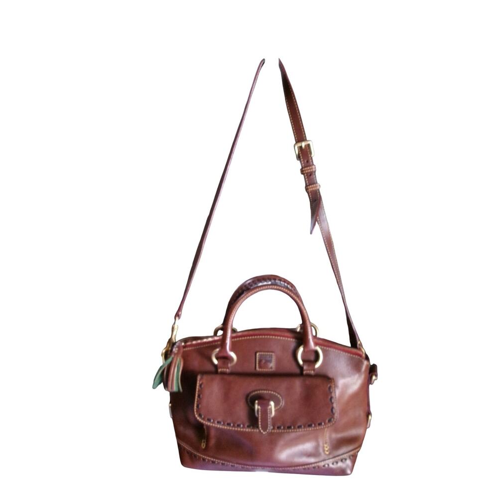 Dooney & Bourke Florentine Medium Pocket Satchel Brown Leather Crossbody
